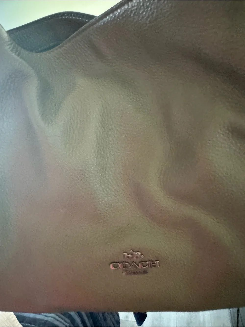 COACH Olive Green Pebbled Leather Shoulder Bag - Picture 5 of 10